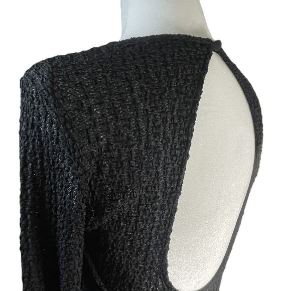 Zara Black Gothic Maxi Dress M Open Back Witchy Fairy Goth Glam Evening Gown - Picture 8 of 15